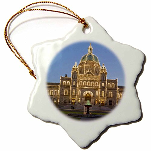 3dRose ORN-74092-1 Canada BC Victoria BC Parliament Building at Dusk CN02 RTI0063 Rob Tilley Snowflake Porcelain Ornament 3-Inch