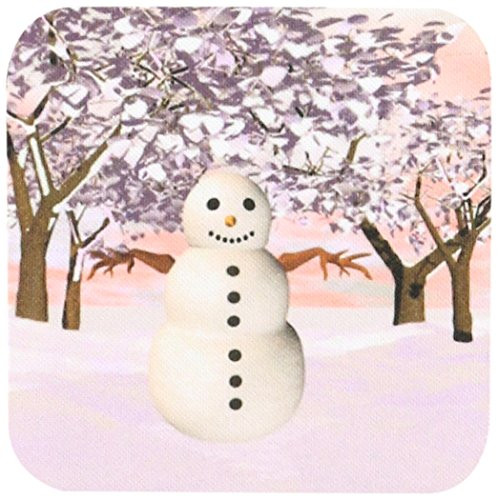 3dRose LLC cst-97865-1 Soft Coasters Snowman in Winter Wonderland Set of 4