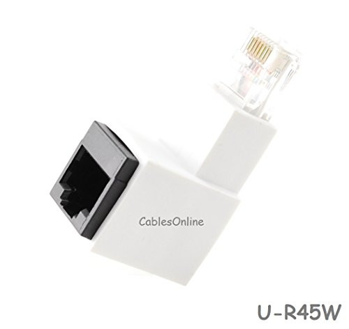 CablesOnline Cat5e/Cat6 RJ45 Ethernet Male/Female Right Angle Adapter. RJ45/ 8P8C Female to RJ45/ 8P8C Male, U-R45W
