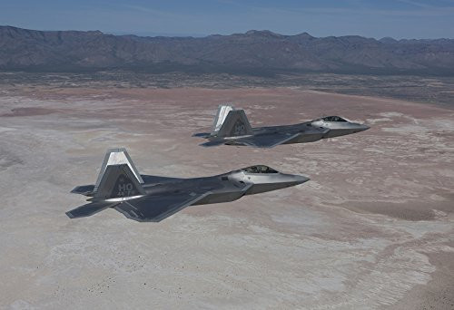 Posterazzi Two F-22 Raptors from the 49th Fighter Wing flies in formation on a training mission out of Holloman Air Force Base New Mexico Poster Print 17 x 11