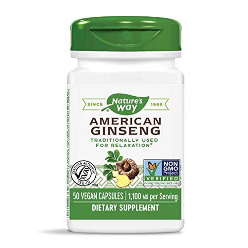 Natures Way Premium Herbal American Ginseng 1100 mg per Serving 50 Capsules