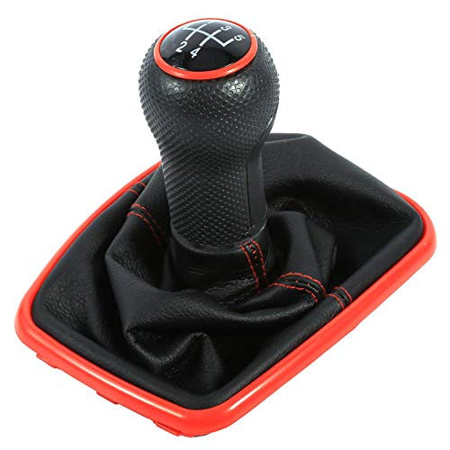 Qiilu Shift Knob Gaitor 5 Speed Gear Shift Knob Shifter Gaitor Boot Shift Gear for Mk4 Golf Jetta Bora 1999-2004 for Mk4 Golf  GTI  R32 1999-2005