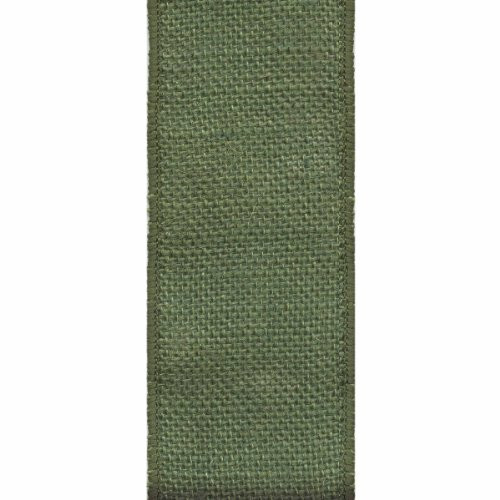 Offray Wired Edge Burlap Craft Ribbon, 1 1/2-Inch x 9-Feet, Moss