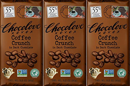 Chocolove Dark Coffee Crunch Chocolate Bar 3_2 OZPack of 3