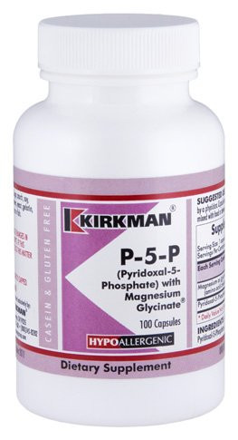 Kirkman P-5-P Pyridoxal 5-Phosphate Vitamin B-6 Metabolite with Magnesium Bisglycinate - Hypoallergenic  100 Vegetarian Capsules