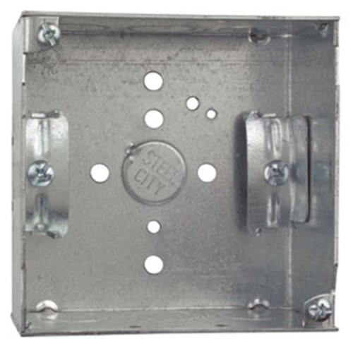 Steel City 52151-N Pre-Galvanized Steel Square Box with C-5 Non-Metallic Cable Clamps and 1/2-Inch and 3/4-Inch Knockouts