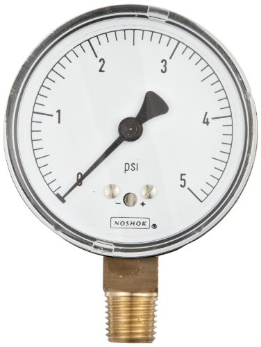 NOSHOK 200 Series Steel Dry Dial Indicating Low Pressure Diaphragm Gauge with Bottom Mount 2-12 Dial -1_5 Accuracy 0-3 psi Pressure Range