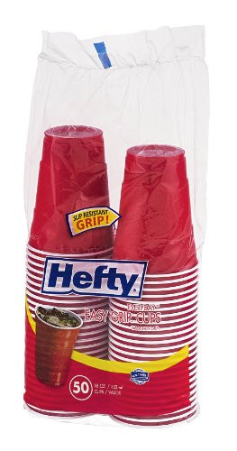 Hefty C21807 Easy Grip Disposable Plastic Party Cups 18 oz Red 50Pack