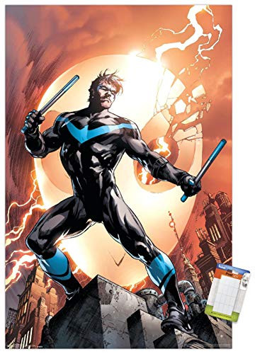 Trends International DC Comics - Nightwing - Fire Wall Poster 14_725 x 22_375 Premium Poster   Mount Bundle