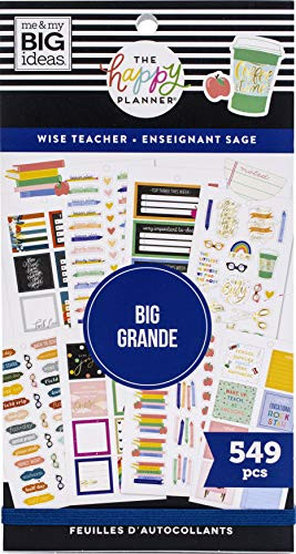 The Happy Planner BIG Sticker Value Pack - Teacher Supplies - Wise Teacher Theme - Multi-Color - Great for Projects Scrapbooks   Albums - 30 Sheets 549 stickers Stickers Total