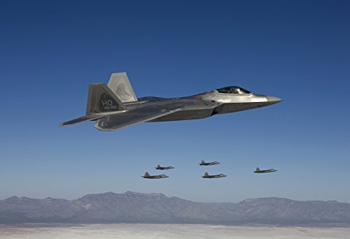 Posterazzi Six F-22 Raptors fly in formation during a training mission from Holloman Air Force Base New Mexico Poster Print 17 x 11