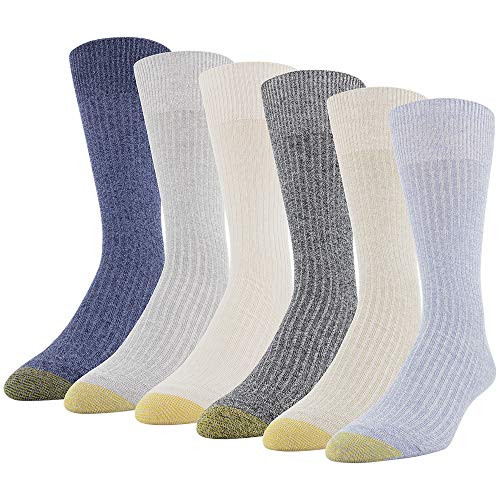 Gold Toe Mens Stanton Crew Socks 6 Pairs Assorted Shoe Size 6-12_5