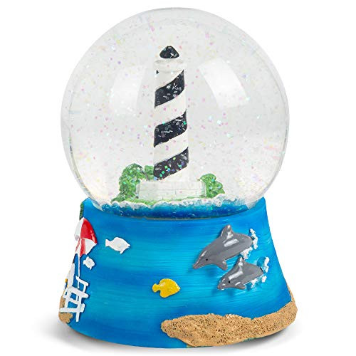 Elanze Designs Nautical Lighthouse Figurine 100MM Water Globe Plays Tune by The Beautiful Sea