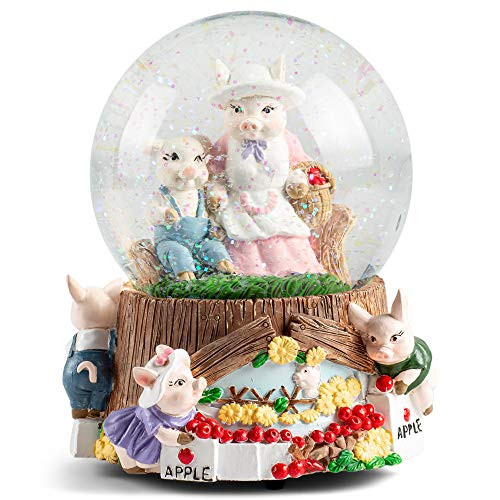 Elanze Designs Momma Pigs and Piglets Figurine 100MM Water Globe Plays Tune Take Me Home Country Roads