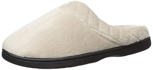 Dearfoams Womens Darcy Microfiber Velour Clog with Quilted Cuff Slipper Pewter Small