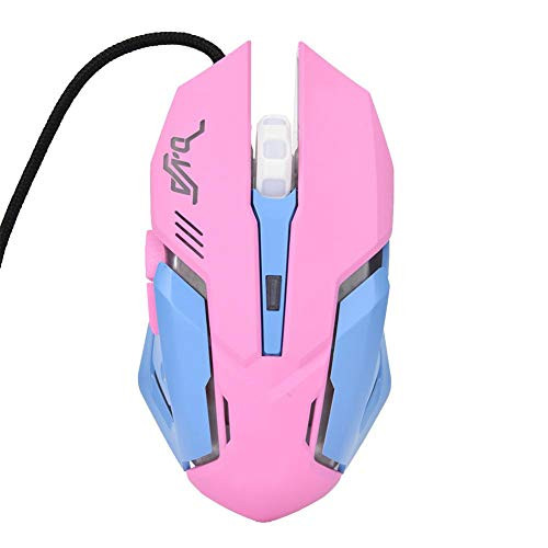 Sanpyl Pink D_VA Style LED Wired Gaming Mouse 3200DPI High Sensitivity Ergonomic Comfortable Grasping Mice for for Windows and MAC
