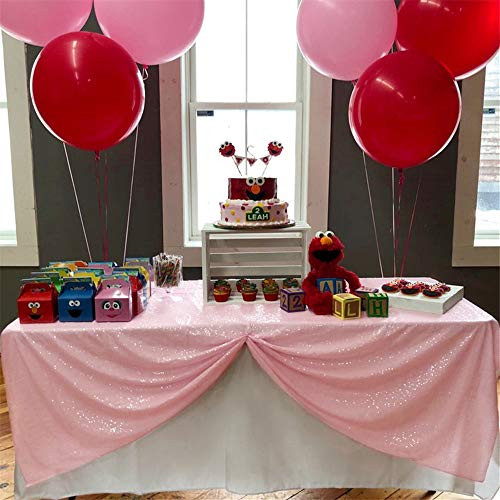 B-COOL Pink Christmas Tablecloth Wedding Sequin 60x102 Inch Table Overlay Sparkle Table Linens Rectangle