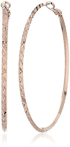 GUESS Basic Rose Gold Large Diamond Cut Hoop Earrings
