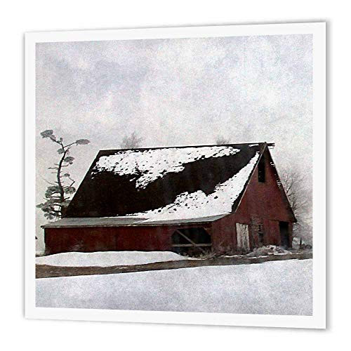 3dRose ht-10921-3 Winter Barn by Angelandspot Iron on Heat Transfer 10 by 10-Inch