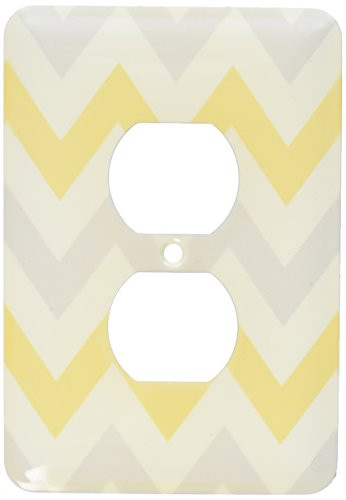 3dRose lsp_179795_6 Yellow and Grey Chevron zig zag pattern - gray white zigzag stripes - 2 Plug Outlet Cover