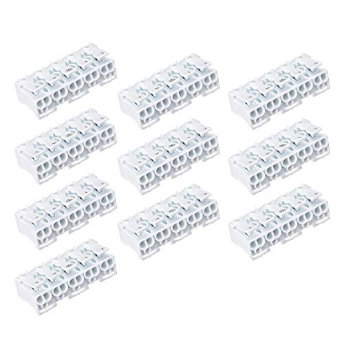 uxcell Spring Connectors Quick Wire Connector No Screws Terminal Barrier Block 5 Ways 10pcs
