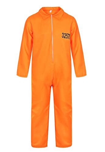 Grebrafan Adult Prisoner Costume Men Orange Jailbird Jumpsuit Medium orange