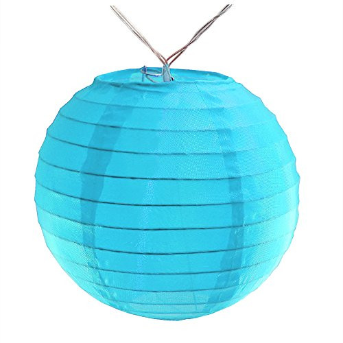 Lumabase 57501 10 Count Battery Operated String Light with 6" Nylon Lanterns, Turquoise