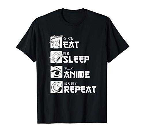 Eat Sleep Anime Repeat - Japanese Manga Anime T-Shirt