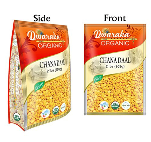 Dwaraka Organic Chana Dal Chickpeas Washed Split Lentil USDA Organic 2 lbs  908 g