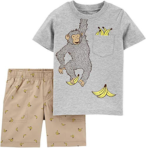Carters 2-Piece Monkey Tee   Poplin Short Set 18 Months