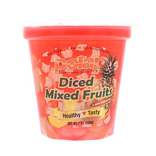 MW Polar Snack Cup Diced Mixed Fruits In Cherry Flavor Gel 7 Ounce Pack of 12
