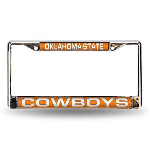 NCAA Rico Industries Laser Cut Inlaid Standard Chrome License Plate Frame Oklahoma State Cowboys