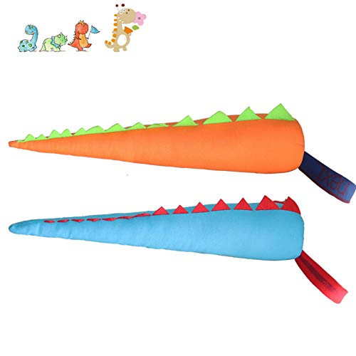 Echolife 2 Pcs Plush Dragon Tail Dinosaur Animal Tails Costume Dino Theme Party Cosplay for Kids Toddlers Blue Orange-17_7 in