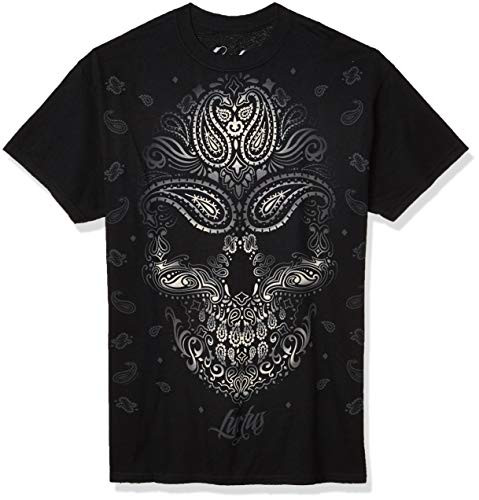 Liquid Blue Mens Bandana Skull T-Shirt Black Medium