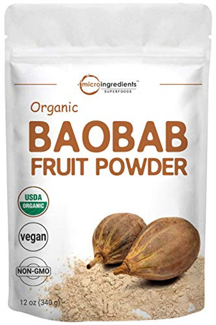 Organic Baobab Powder 12 Ounce Immune Vitamin C Powder Natural Antioxidant Flavonoids and Fatty Acid Enhance Energy and Immune System Non-GMO and Vegan Friendly