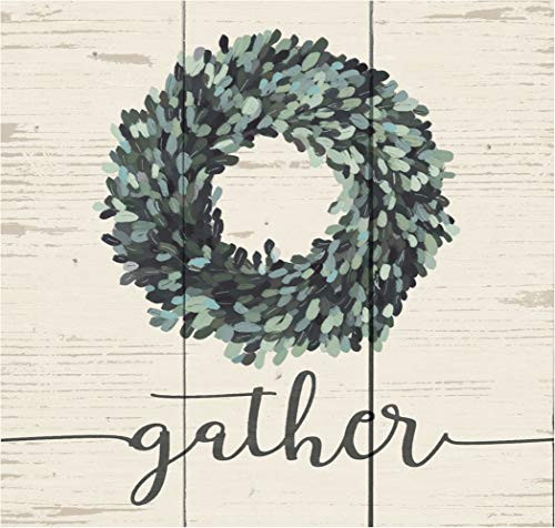 P_ Graham Dunn Gather Boxwood Wreath Christmas Whitewash 10_5 x 10 Wood Pallet Wall Plaque Sign
