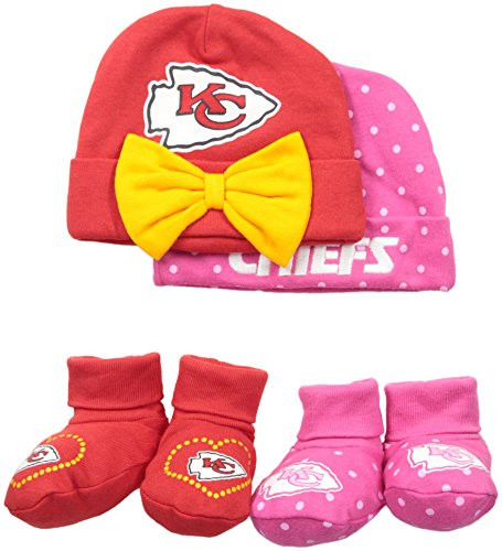 Gerber Childrenswear Dots 4 Pack Cap   Bootie Set 0 - 6 Months Pink Kansas City Chiefs