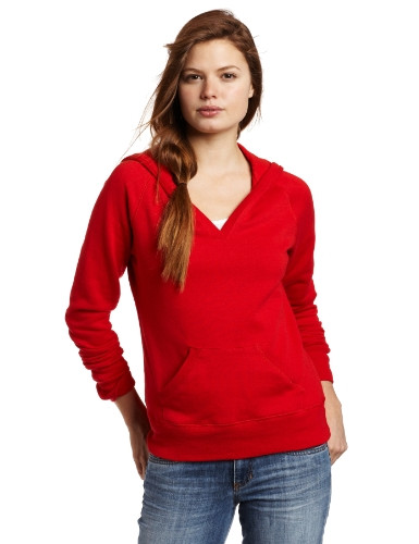 Soffe MJ Juniors Rugby Fleece Deep V Hoodie Red Medium