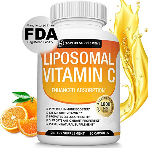 Liposomal Vitamin C 1800mg Pure Natural Supplement - High Absorption Fat Soluble VIT C Immune Support Collagen Booster Immunity Defense Antioxidant Ascorbic Acid Anti-Aging Skin Vegan Non-GMO Liposomal Vitamin C 1800mg Pure Natural Supplement - High Absorption Fat Soluble VIT C Immune Support Collagen Booster Immunity Defense Antioxidant Ascorbic Acid Anti-Aging Skin Vegan Non-GMO