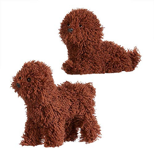 The Bridge Collection Fluffy Brown Dog Ornaments Set of 2 Assorted