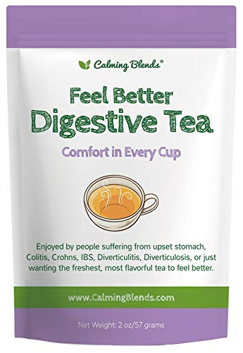 Calming Blends Feel Better Tea for Upset Stomach  Certified Organic Caffeine Free  Crohns IBS Colitis Stress  36 Cups