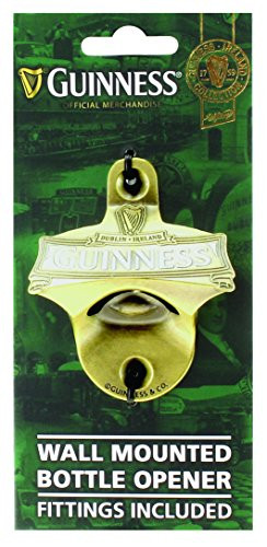 Guinness Green Collection Wall Mounted Bottle Opener - Metal Bottle Cap Remover