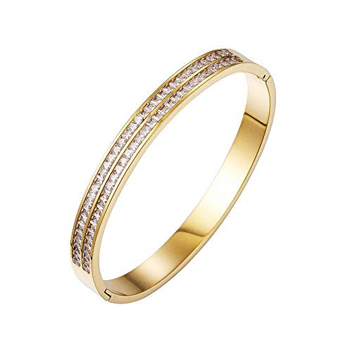 Stashix 18K Gold Plated Bracelet Cubic Zirconia Minimalist Stainless Steel Bangle for Women Size 6_7 Inch Stashix 18K Gold Plated Bracelet Cubic Zirconia Minimalist Stainless Steel Bangle for Women Size 6_7 Inch