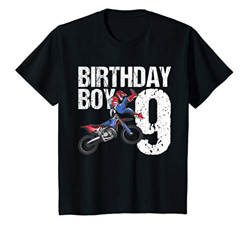 Kids 9 Year Old Dirt Bike Birthday Party Motocross MX 9th Gift T-Shirt