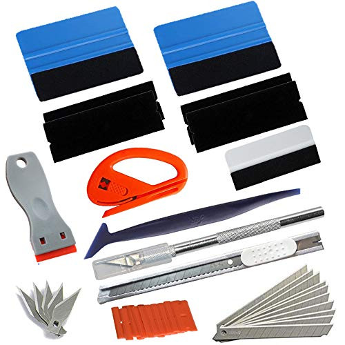 Aoxing Car Wrap Vinyl Tools Kit Includes Felt Squeegee Scraper Safety Cutter Air Bubble Release Tool Vehicle Applicator Kit for Window Tint Film Install Wallpaper Tools