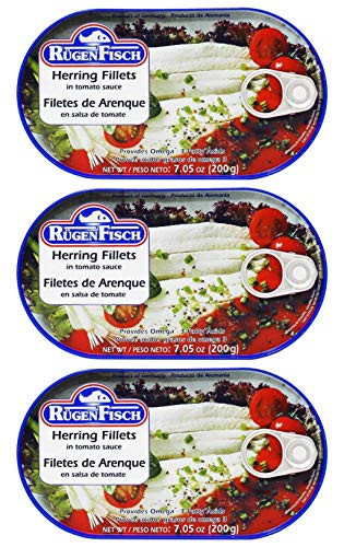 Rugen Fisch Herring Fillets in Tomato Sauce 7 oz 200 g From Germany pack of 3