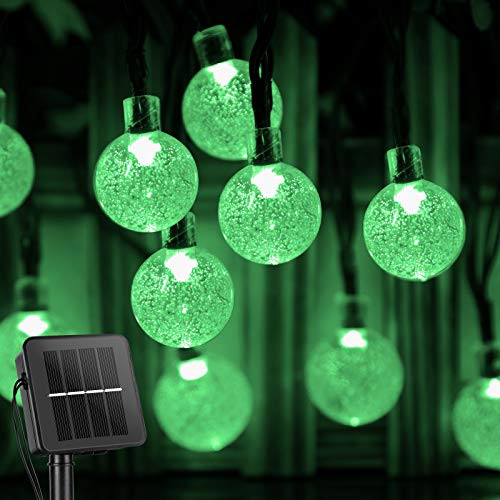 Solar String Lights Outdoor 60 LED 35_6 FT Crystal Globe Lights with 8 Lighting Modes Waterproof Solar Powered Patio Lights for Garden Yard Porch Wedding Party Decor Green