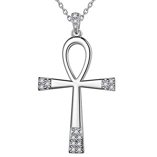 Besilver Cross Ankh Necklace for Men Women 925 Sterling Silver Cubic Zircon Key of Life Ankh Cross Pendant Necklace Egyptian Jewelry FP0120W Besilver Cross Ankh Necklace for Men Women 925 Sterling Silver Cubic Zircon Key of Life Ankh Cross Pendant Necklace Egyptian Jewelry FP0120W