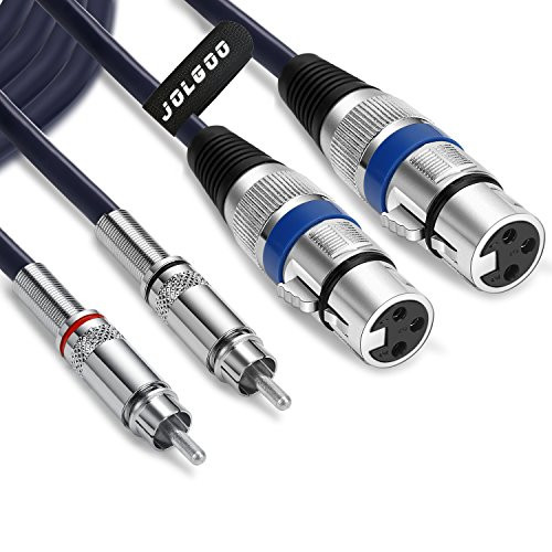 XLR to RCA Cable Dual XLR Female to Dual RCA Male Cable 2 XLR Female to 2 RCA Male HiFi Audio Cable 4N OFC Wire for Amplifier Mixer Microphone 5 Feet JOLGOO