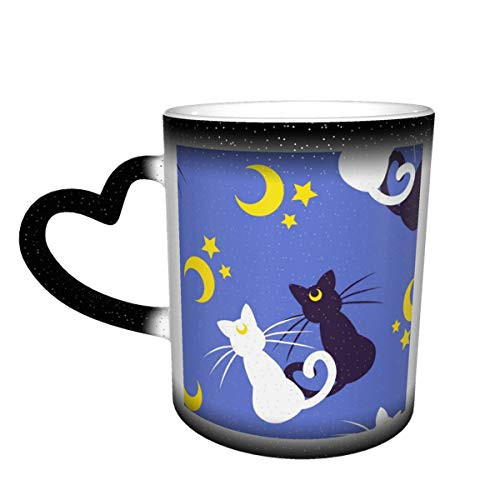 Custom Color Changing Mug Sailor Moon Moon Kitties Magic Heat Sensitive Mug with Gift Box for Christmas Birthday Office Ceramic Coffee Mug Novelty Idea Gift 12 Oz